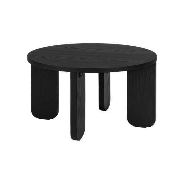 Čierny okrúhly konferenčný stolík s doskou v dubovom dekore ø 55 cm Kuvu – noo.ma