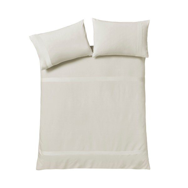 Krémovobiele obliečky na jednolôžko 135x200 cm Pintuck Easy Iron Percale – Catherine Lansfield