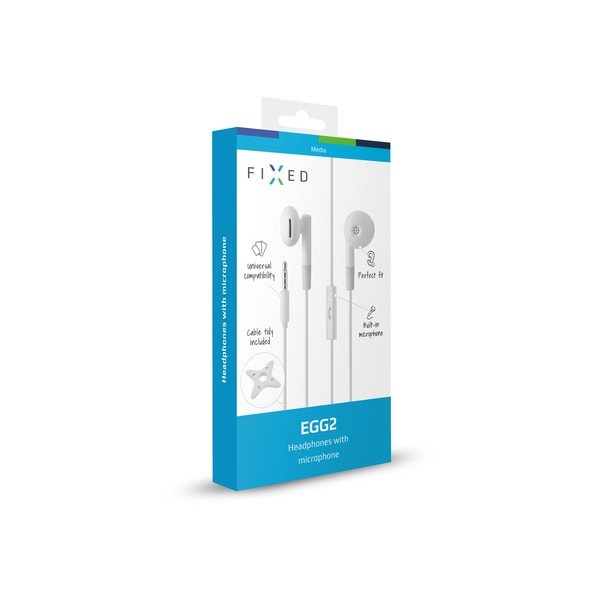 Biele slúchadlá s mikrofónom FIXED EGG2 a organizérom-image-2