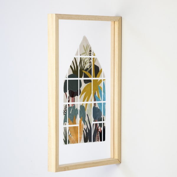 Nástenná drevená dekorácia Really Nice Things Jungle Window, 30 × 50 cm