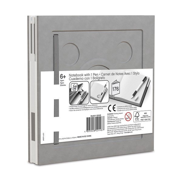 Svetlosivý štvorcový zápisník s gélovým perom LEGO®, 15,9 x 15,9 cm-image-2