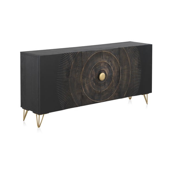 Čierna nízka komoda z mangového dreva 160x75 cm Mango – Geese-image-2