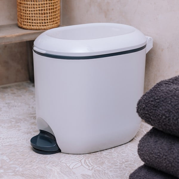 Biely nášľapný plastový odpadkový kôš 3,5 l – Addis-image-1