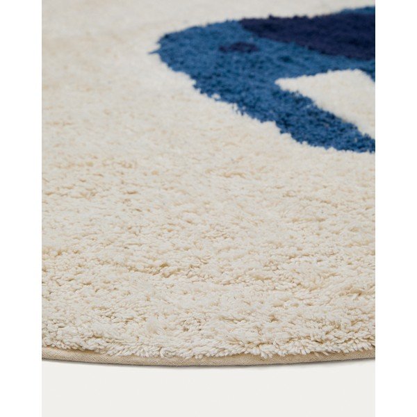 Slonovinový prateľný/ručne tkaný bavlnený detský koberec ø100 cm Tandani – Kave Home-image-3