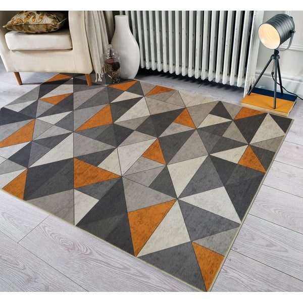 Sivo-oranžový koberec Floorita Shapes, 80 x 150 cm-image-1