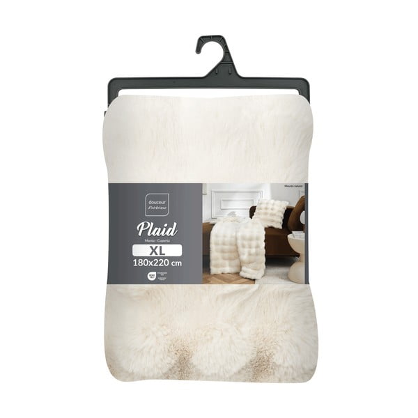 Krémová deka z mikroplyšu 180x220 cm Mounty – douceur d'intérieur-image-4