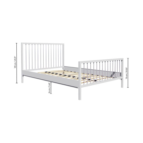 Biela kovová dvojlôžková posteľ s roštom 180x200 cm Breeze – Kalune Design