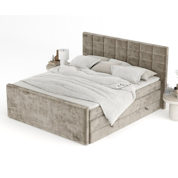 Svetlohnedá boxspring posteľ s úložným priestorom 160x200 cm Ava – Maison de Rêve-image-4