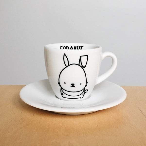 Šálka na espresso s tanierikom FOR.REST Design Rabbit, 100 ml