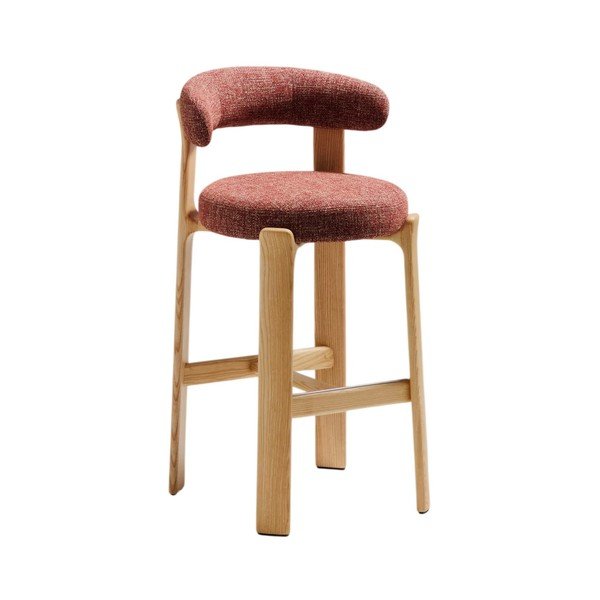 Barová stolička z jaseňového dreva v terakotovej farbe/v svetlo prírodnej farbe (výška sedadla 75 cm) Granite – Kave Home