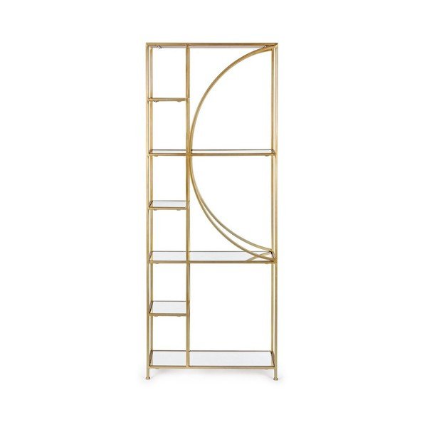 Oceľová knižnica v zlatej farbe 66x176x25,5 cm Elenor – Bizzotto