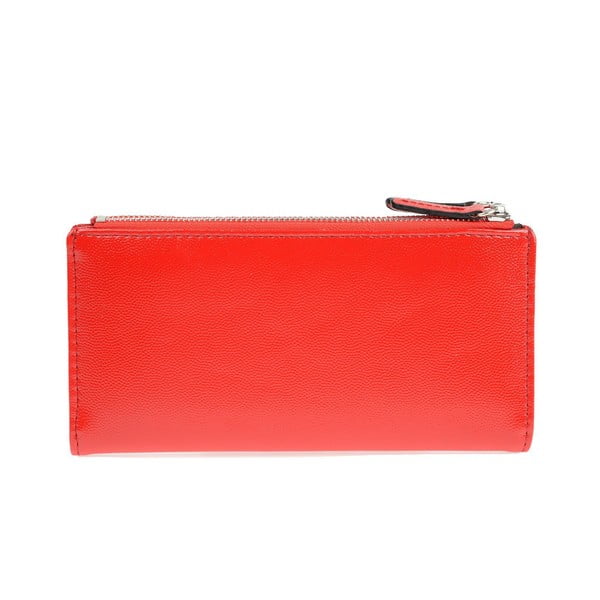 Červená koženková peňaženka Carla Ferreri, 10.5 x 19 cm