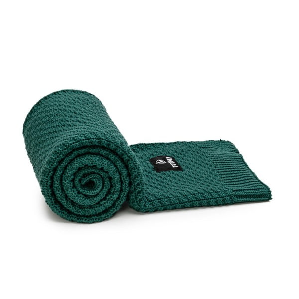 Tmavozelená pletená detská deka 80x100 cm – T-TOMI