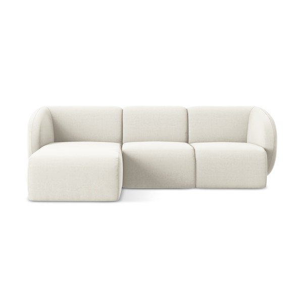 Béžová zamatová rohová pohovka (ľavý roh/s leňoškou) Lani – Makamii