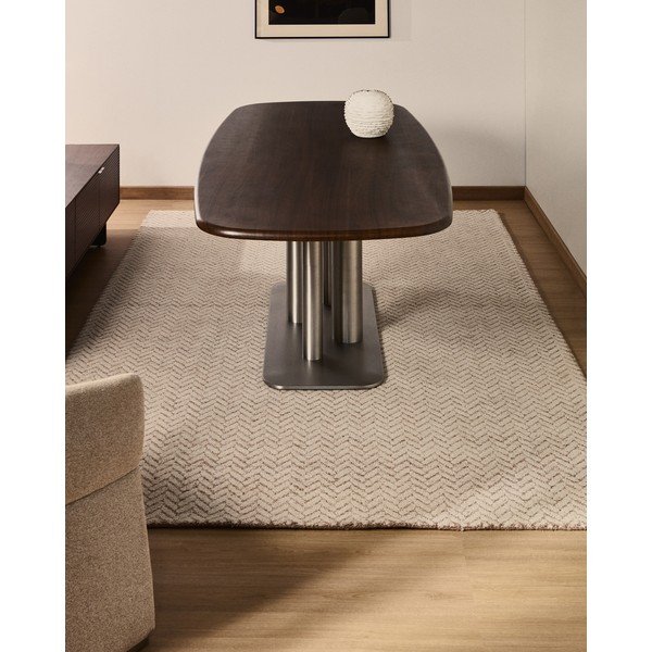 Krémový ručne tkaný vlnený koberec 200x300 cm Calira – Kave Home-image-1