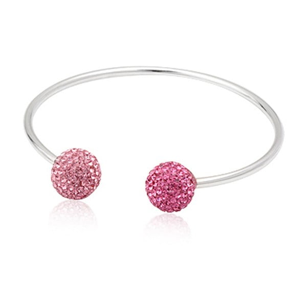 Strieborný náramok s ružovými krištáľmi Swarovski Elements Crystals Bangle