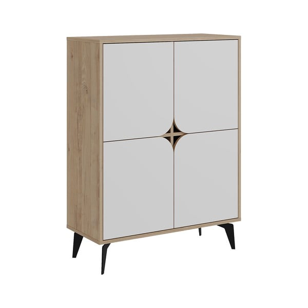 Skrinka v dekore duba v bielo-prírodnej farbe 90x120 cm Nola – Marckeric-image-2