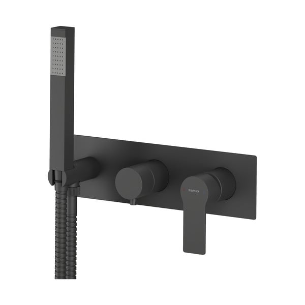 Matne čierna podomietková sprchová batéria (2 výstupy) Pax – Sapho-image-2