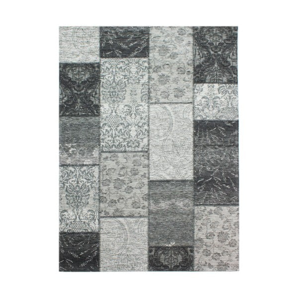 Tmavosivý koberec Flair Rugs Patchwork Chennile Black Grey, 155 × 230 cm