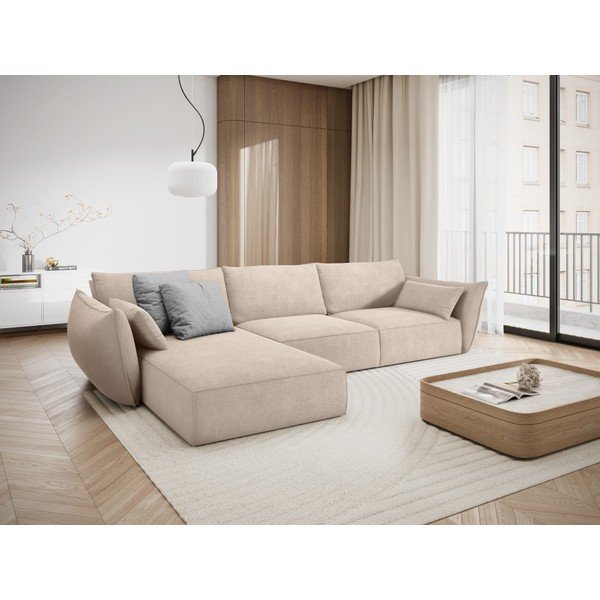 Béžová rohová pohovka (ľavý roh) Vanda - Mazzini Sofas-image-1