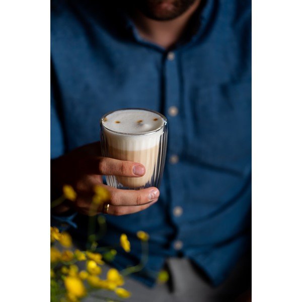 Sklenené hrnčeky v súprave 2 ks na cappuccino 250 ml Livio Duo – Vialli Design-image-2