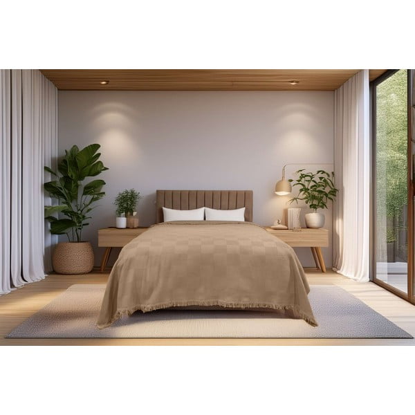 Béžový bavlnený pléd 140x200 cm Russel – Mijolnir-image-1