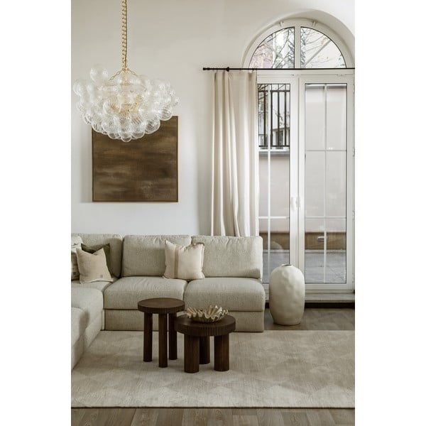 Béžový vlnený koberec 133x190 cm Agnus Checkered – Agnella-image-1