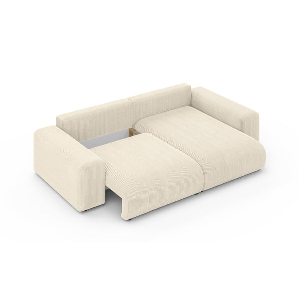 Krémová menčestrová rozkladacia rohová pohovka s úložným priestorom (variabilný roh) Luma – Ropez-image-4