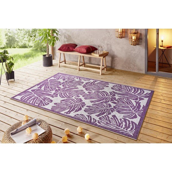 Fialovo-béžový vonkajší koberec NORTHRUGS Monstera, 160 x 230 cm-image-1