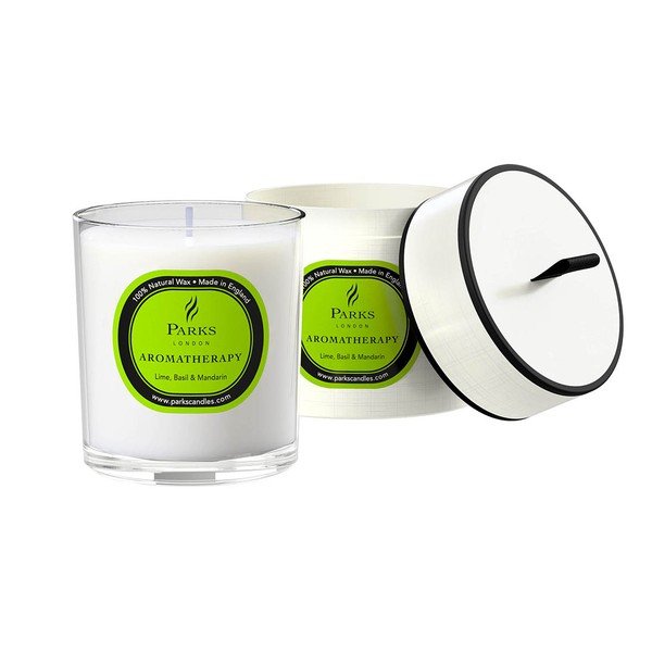 Sviečka s vôňou limetky, bazalky a mandarínky Parks Candles London Aromatherapy, 50 hodín horenia-image-1