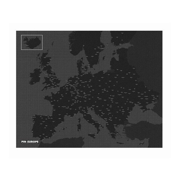 Čierna nástenná mapa Európy Palomar Pin World, 100 x 80 cm-image-1