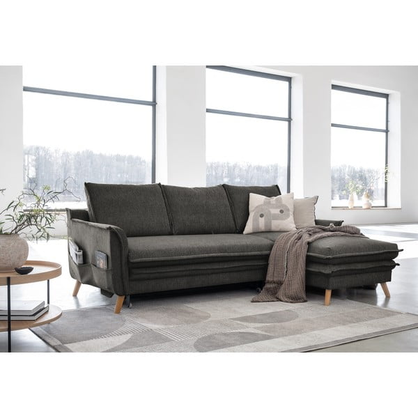 Tmavosivá rozkladacia rohová pohovka (pravý roh) Charming Charlie – Miuform-image-3