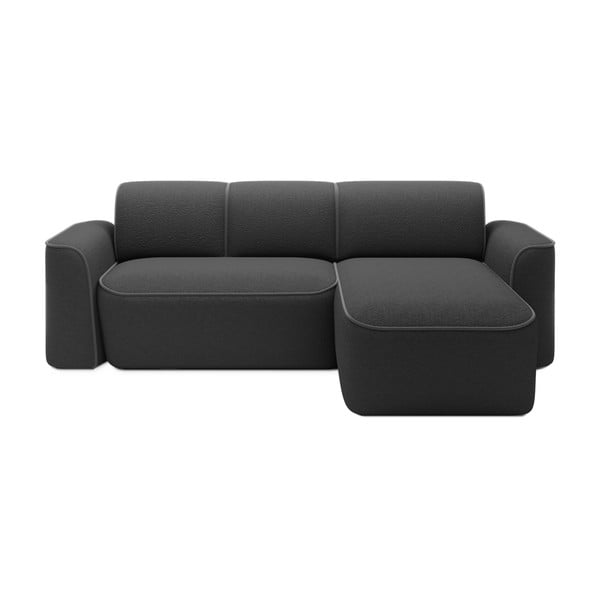 Tmavosivá rohová pohovka z textílie buklé (pravý roh/s leňoškou) Ume – ELTAP