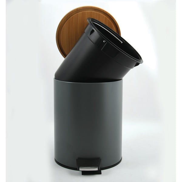 Tmavosivý nášľapný oceľový odpadkový kôš 3 l Adonis – Spirella-image-2