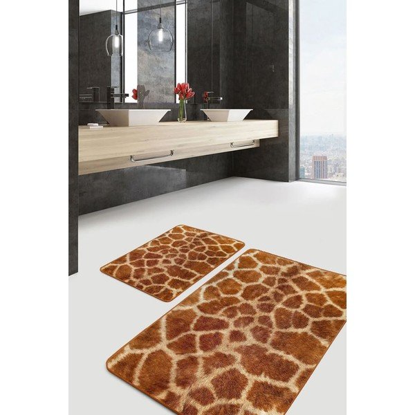 Hnedé zamatové kúpeľňové predložky v súprave 2 ks 60x100 cm – Mila Home-image-2