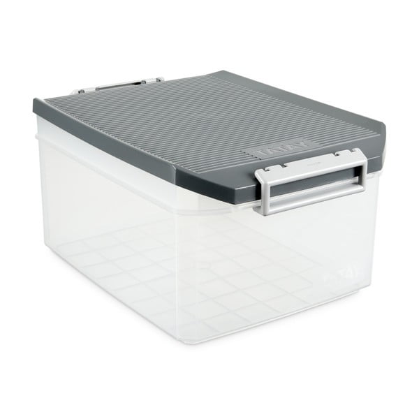 Priehľadný úložný box so sivým vekom Ta-Tay Storage Box, 14 l