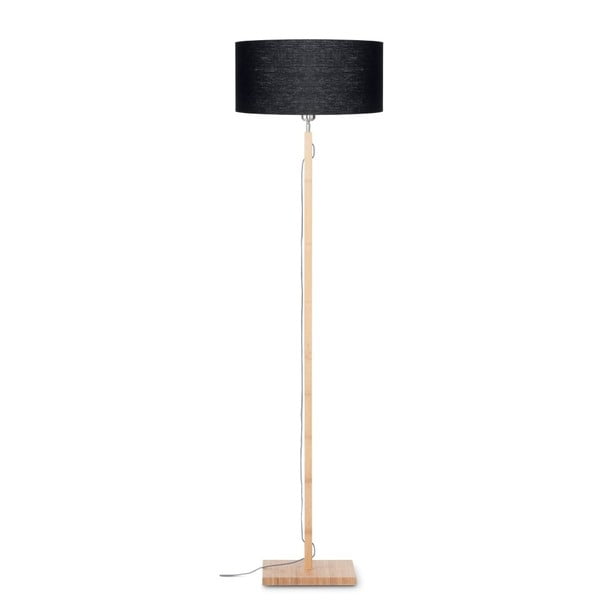 Stojacia lampa s čiernym tienidlom a konštrukciou z bambusu Good&Mojo Fuji