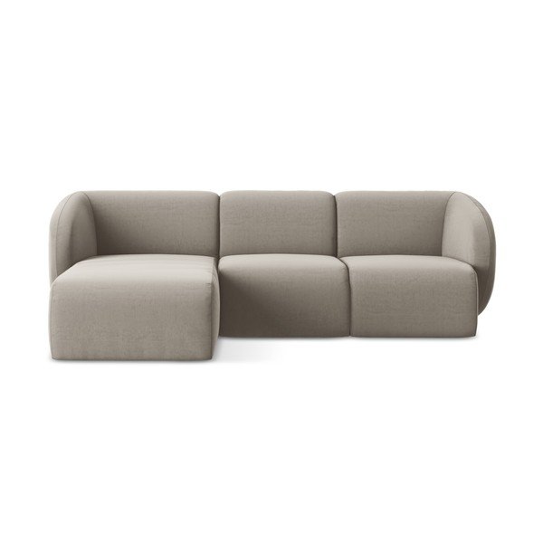 Svetlohnedá zamatová rohová pohovka (ľavý roh/s leňoškou) Lani – Makamii