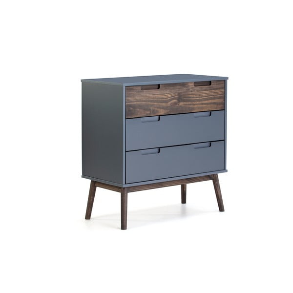 Antracitová/tmavohnedá vysoká komoda z borovicového dreva 80x82 cm Nussa – Marckeric-image-2