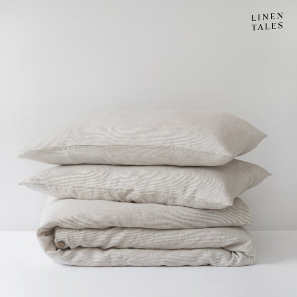 Bielobéžové ľanové obliečky na jednolôžko 140x200 cm – Linen Tales