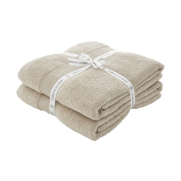 Béžové froté bavlnené osušky v súprave 2 ks 90x140 cm Anti-Bacterial – Catherine Lansfield-image-2