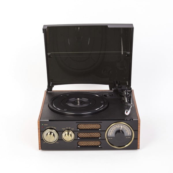 Čierny gramofón s rádiom GPO Empire Black TG-192