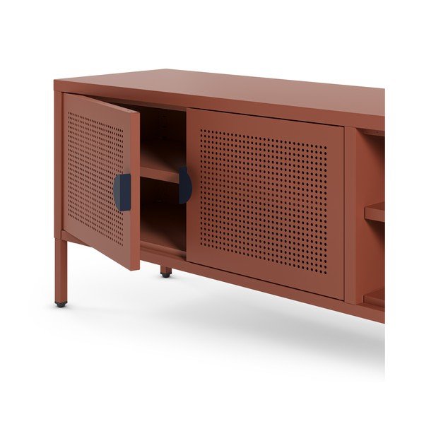 Kovový TV stolík v terakotovej farbe 160x50x35 cm Sayla – Marckeric-image-2