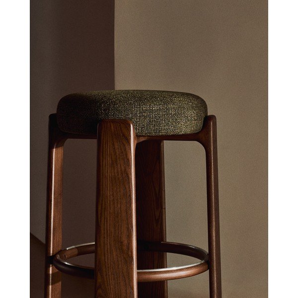 Zelená/v tmavo prírodnej farbe barová stolička z jaseňového dreva (výška sedadla 65 cm) Granite – Kave Home-image-3