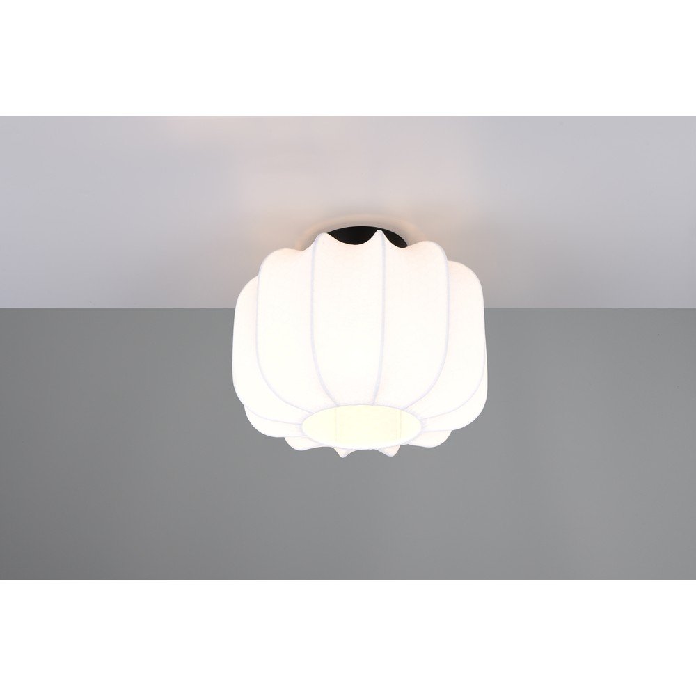 Biele kovové stropné svietidlo s textilným tienidlom ø 25 cm Madleine – Reality