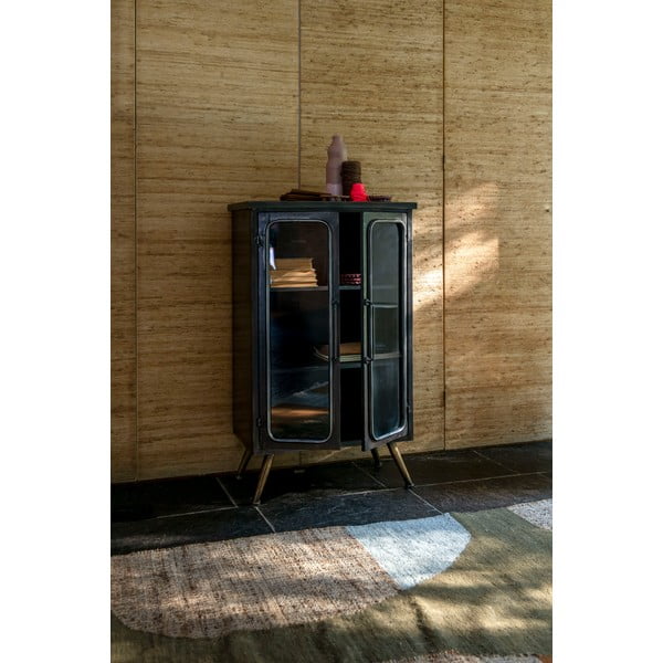 Čierna kovová vitrína 60x100x35 cm Denza – Dutchbone-image-3