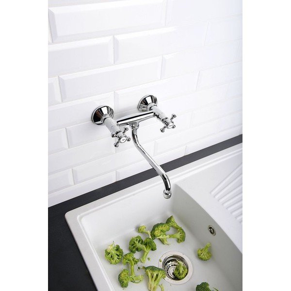 Nástenná umývadlová batéria v lesklej striebornej farbe (1 výstup) Antea – Sapho-image-1