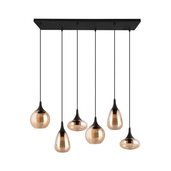 Čierno-oranžové závesné svietidlo so skleneným tienidlom Lumina – Trio-image-4