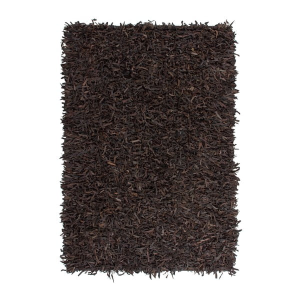 Tmavohnedý kožený koberec Rodeo, 80x150cm