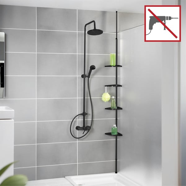 Čierna teleskopická/rohová plastová kúpeľňová polička Compact – Wenko-image-4